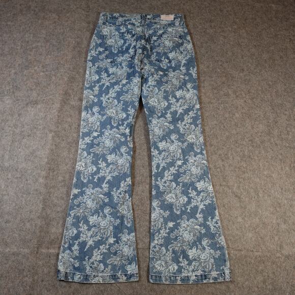 Love Shack Fancy Gap Jeans Womens 8R 29 70s Flare High Rise Floral Denim Blue - Picture 9 of 10